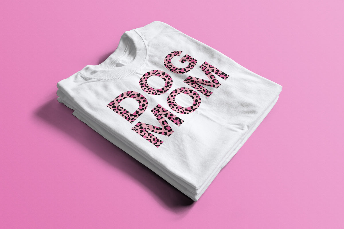 Dog Mom Pink Leopard Tee